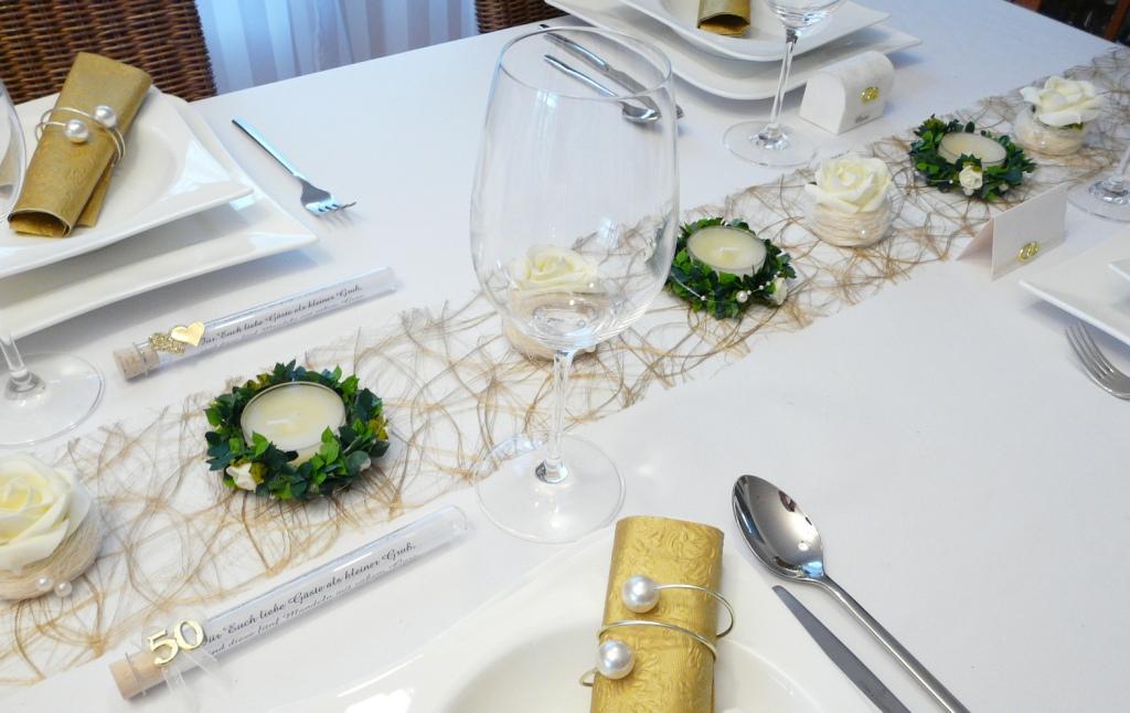Mustertische zur Goldenen Hochzeit bei Tischdeko-online