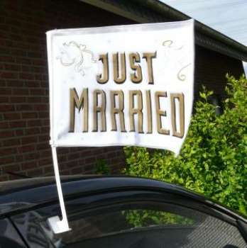 Hochzeitsdekoration, Autodeko - Just Married-Autofahne 1