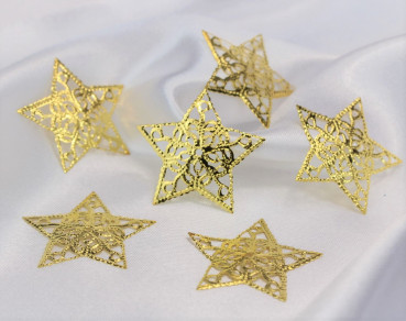 10 Metallsterne mit Ornamenten silber oder gold