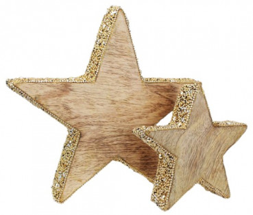 Weihnachtsdekoration - Stern aus massivem Holz und Perlen - 1