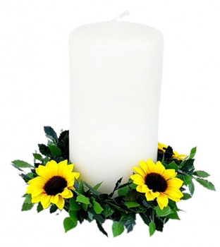 Tischdekoration - Kerzenring mit Sonnenblumen bei Tischdeko-online.de 2