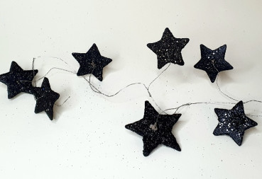 Weihnachtsdeko - Girlande mit Glitzer-Sternen in der Farbe Schwarz - 1