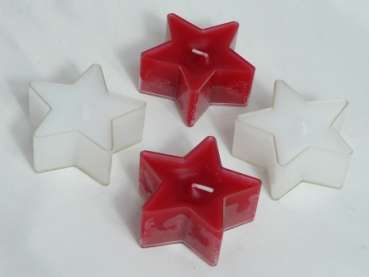 Kerzen - Stern-Teelicht in rot oder weiß. Tischdeko-online 1