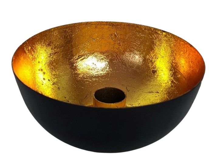 Kerzen-Schale Kerzenhalter, schwarz/gold aus Metall,