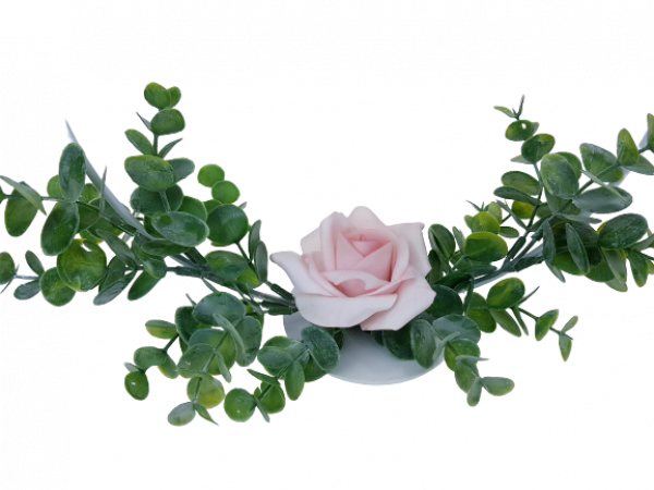 Blumenring, Aufsteller mit einer Rose und Eukalyptus - 3