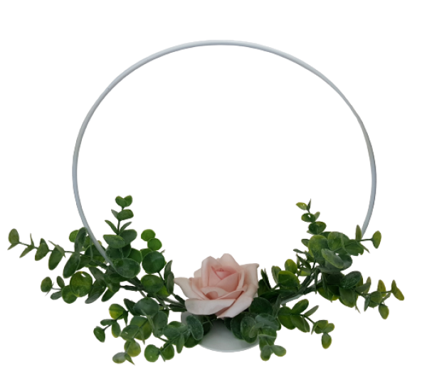 Blumenring, Aufsteller mit einer Rose und Eukalyptus - 1