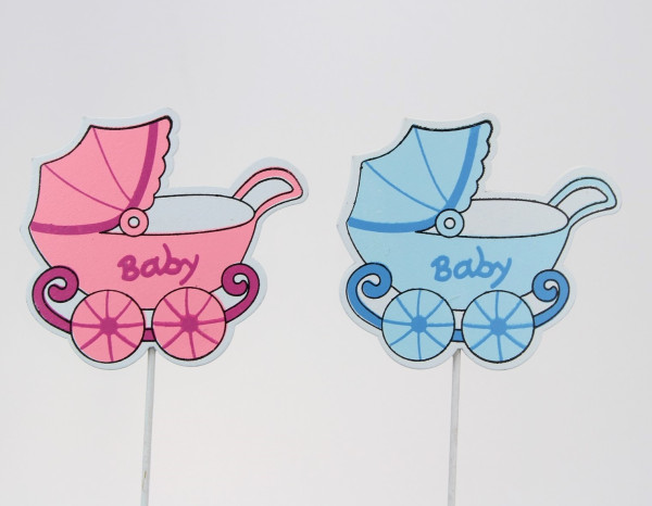 Stecker, Holzstecker Babywagen, Kinderwagen - rosa oder blau Bild 1