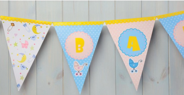 Wimpel-Girlande - zur Taufe, Babyshower - 3