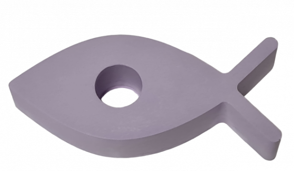 Teelichthalter in der Form eines Fisches für lange Kerzen, fliederfarben - 3