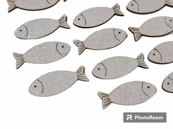 18 weiße Glitzerfische, 4 cm zur Kommunion, konfirmation - 2