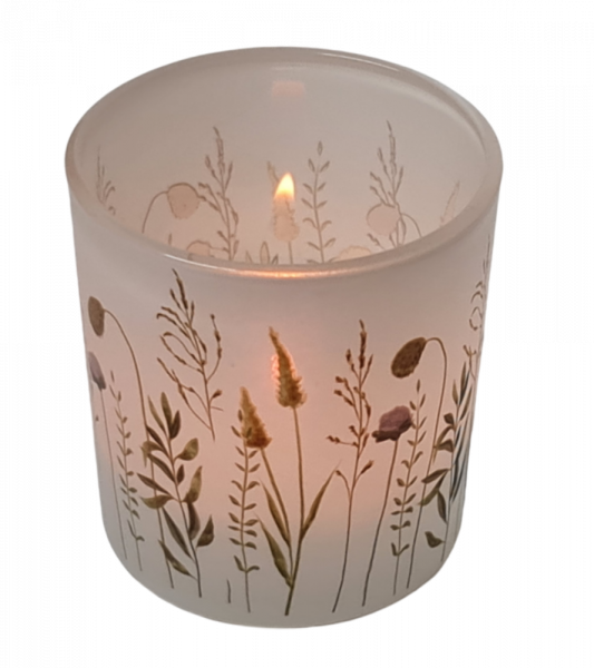 Windlichtglas mit bunten Blumen - 3