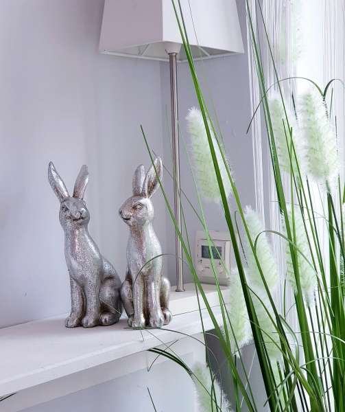 Hase in Silber, 22 cm