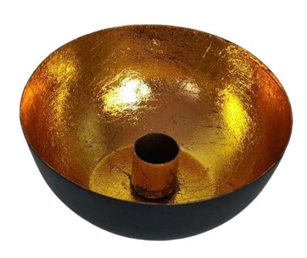 schwarz/gold Kerzen-Schale Metall, Kerzenhalter, aus