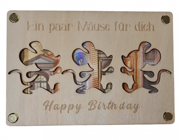 Geldgeschenk zum Geburtstag, Geldbox "Mäuse"  - 1