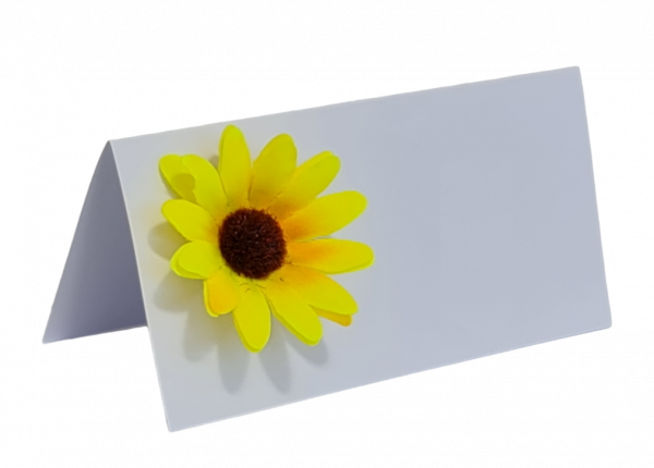 Tischkarten mit einer kleinen Sonnenblume